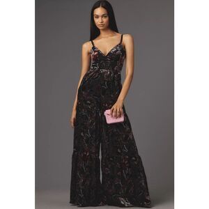 New Anthropologie X Hutch Tiered Velvet Jumpsuit Size 6